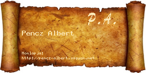 Pencz Albert névjegykártya